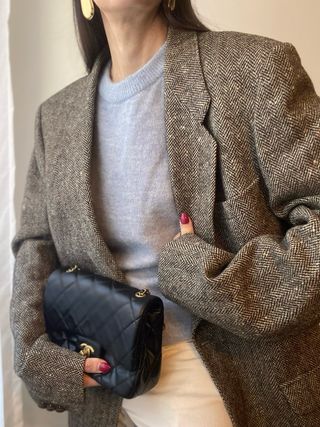 Blazer vintage oversize 100% lana spigato