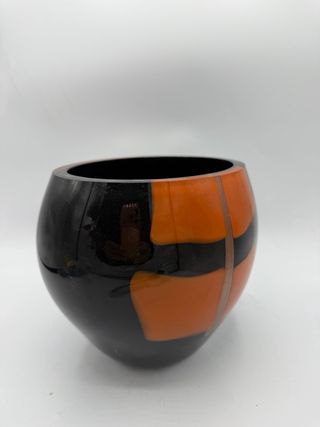 Vaso Murano Nero Arancio Vetro