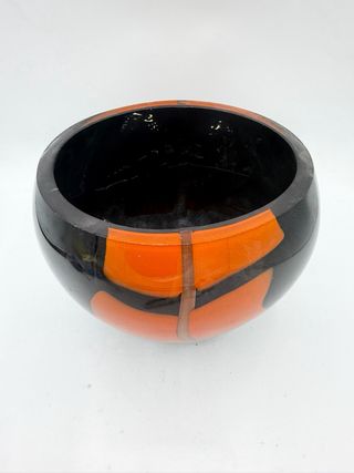 Vaso Murano Nero Arancio Vetro