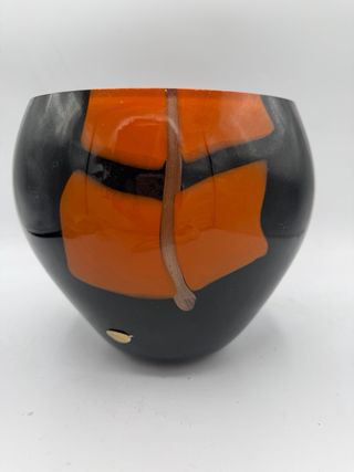 Vaso Murano Nero Arancio Vetro