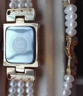 Pulsera Reloj Princesse Oro y Perlas