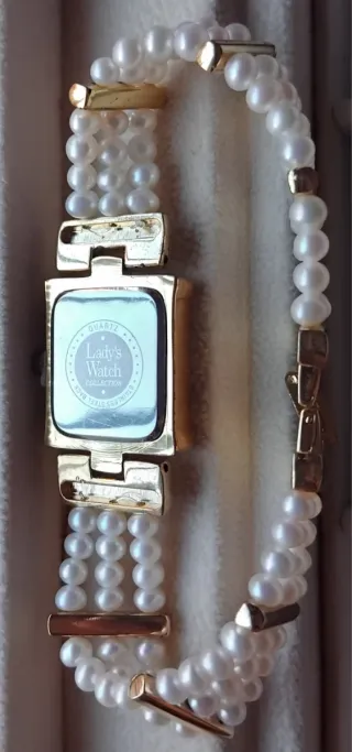 Pulsera Reloj Princesse Oro y Perlas