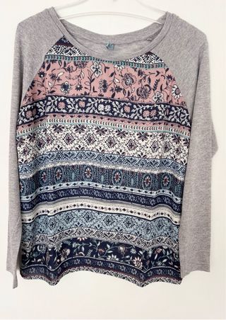 Camiseta manga larga estampada