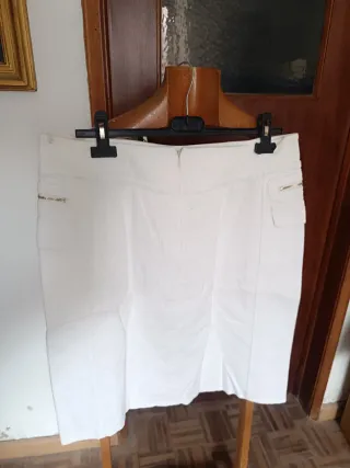 Saia de bombazine Branca com Zíperes