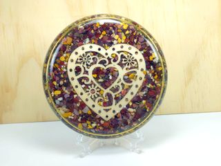 Plato Orgonita Jaspe Mokaita Corazón