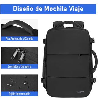 Mochila Viaje Taygeer Cabina 40x30x20 Negra