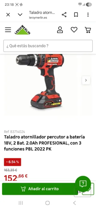 Taladro nuevo percutor 18V 2 Bat. 2.0Ah