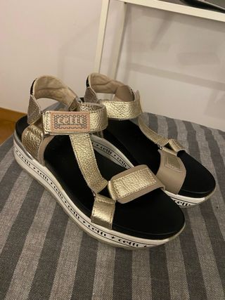 Cuñas Cetti Beige/Doradas