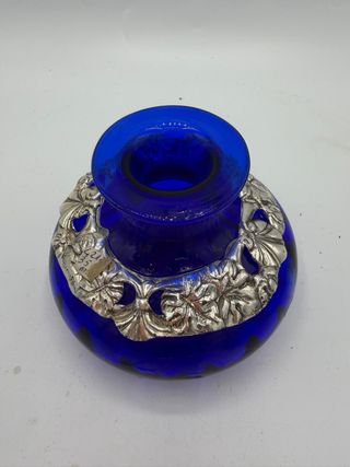 Vaso basso con ghiera im argento