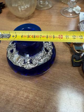 Vaso basso con ghiera im argento