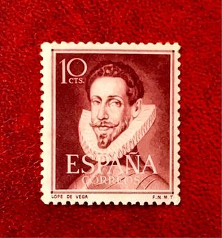 Bonito sello homenaje a Lope de Vega 1950