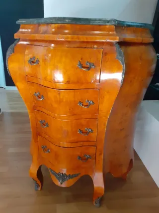 Mesita Luis XV Vintage Madera y Mármol