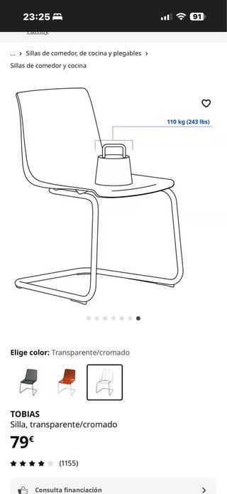 Silla IKEA Tobias Transparente/Cromado