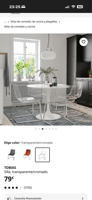 Silla IKEA Tobias Transparente/Cromado