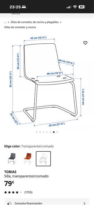 Silla IKEA Tobias Transparente/Cromado