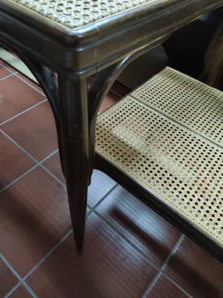 Mesa alta ratán madera noble maciza con cristal