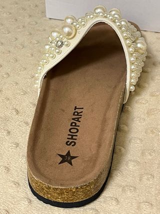 Ciabatte Shop Art bianche con perle Tg 39