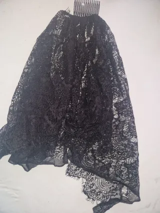 Velo de encaje negro para disfraz