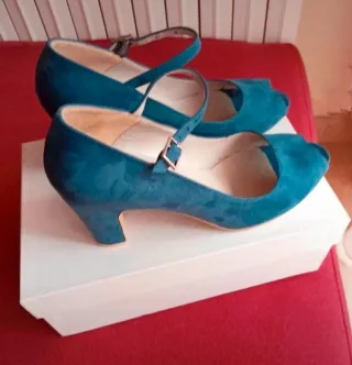 Décolleté scamosciate blu tacco 39