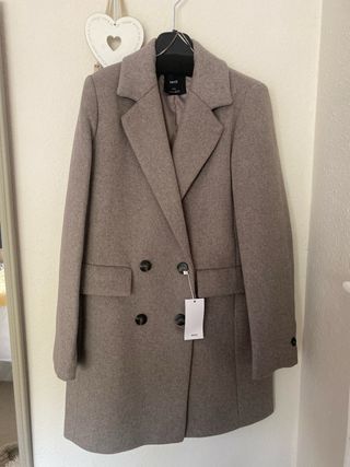 Abrigo Mango Lana Beige Marrón