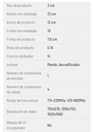 Decodificador TDT Giga HD209 T