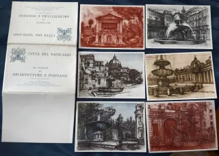 Vaticano 6 cartoline architettura e fontane
