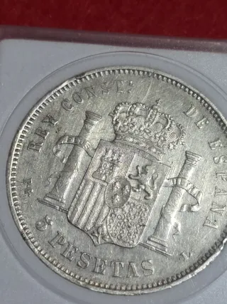 Moneda 5 Pesetas Plata 1893 Alfonso XIII