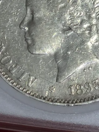 Moneda 5 Pesetas Plata 1893 Alfonso XIII