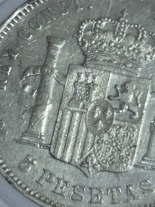 Moneda 5 Pesetas Plata 1893 Alfonso XIII