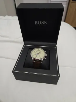 Reloj Boss Hombre Correa Marrón y Caja Plata