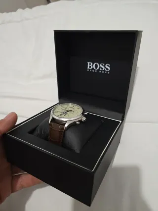 Reloj Boss Hombre Correa Marrón y Caja Plata