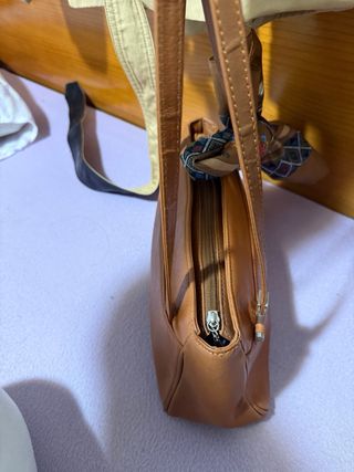 Bolso piel camel + pañuelo