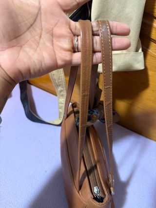 Bolso piel camel + pañuelo