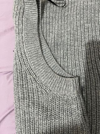 Chaleco de punto gris y blanco Talla M