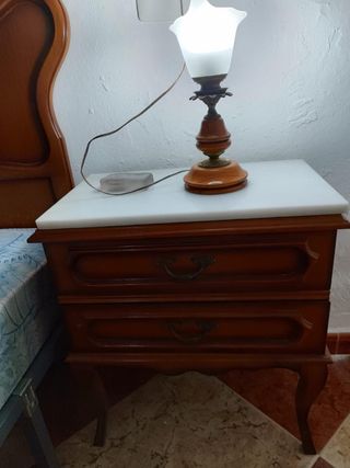 Mesita de noche madera y mármol