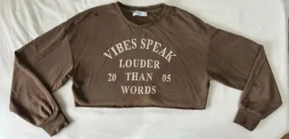 Sudadera crop Bershka marrón S