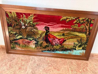 Tapiz de tela con faisanes