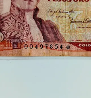 Billete REPOSICIÓN Colombia 100 Pesos Oro 1983