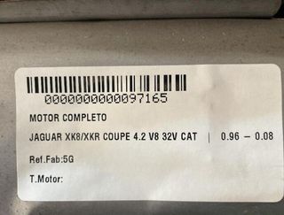 Motor 5g jaguar xk8/xkr coupe 4.2 v8 32v cat 97165