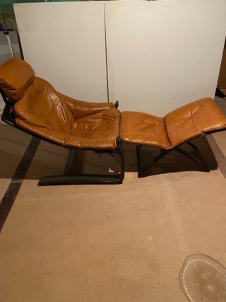 Conjunto 2 butacas piel marrón