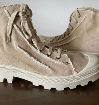 Stivaletti 41 unisex tela grezzakaki Made in Italy