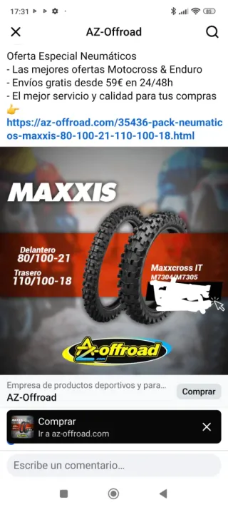 Neumático Maxxis Delantero 80/100-21