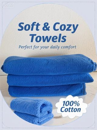 Lote 3 Toallas Piscina Azul Algodón 96x170cm