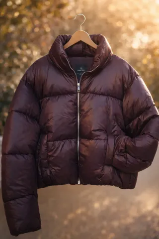 Plumífero corto acolchado morado