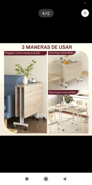 Mesa plegable con ruedas para 4-6 personas