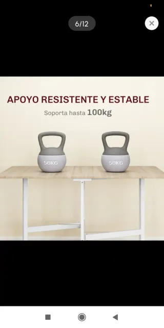 Mesa plegable con ruedas para 4-6 personas