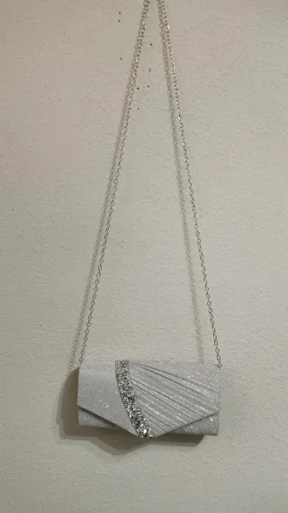 Bolso fiesta plateado plisado