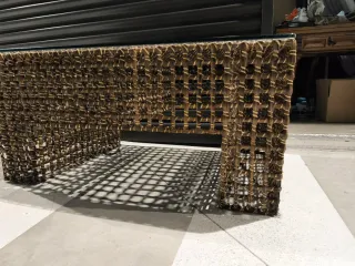 Mesa centro fibra plátano cristal templado HOY