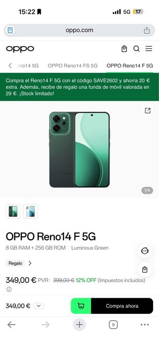 Oppo Reno14 F 5G Plata