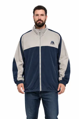 Chaqueta deportiva vintage beige y azul XL